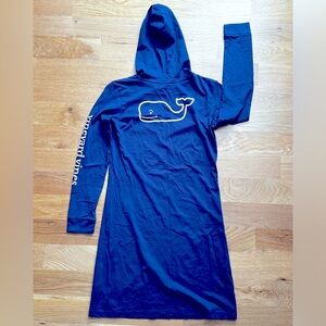 Girls Vineyard Vines Long sleeve tshirt dress. With hood. Navy blue. Size 14
